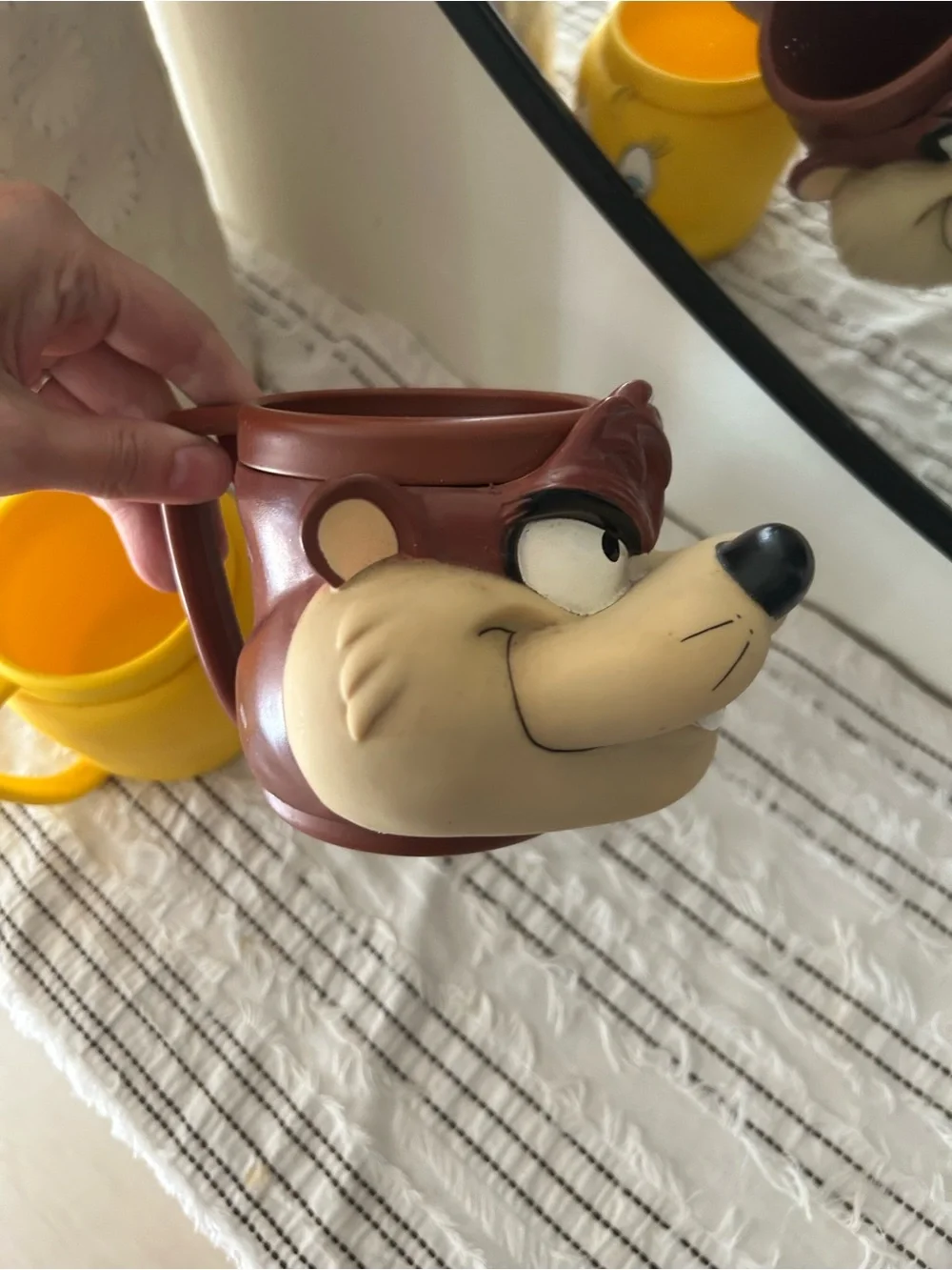 Vintage 1992 Looney Tunes Tweety Taz 3D Face Mugs Set of 2